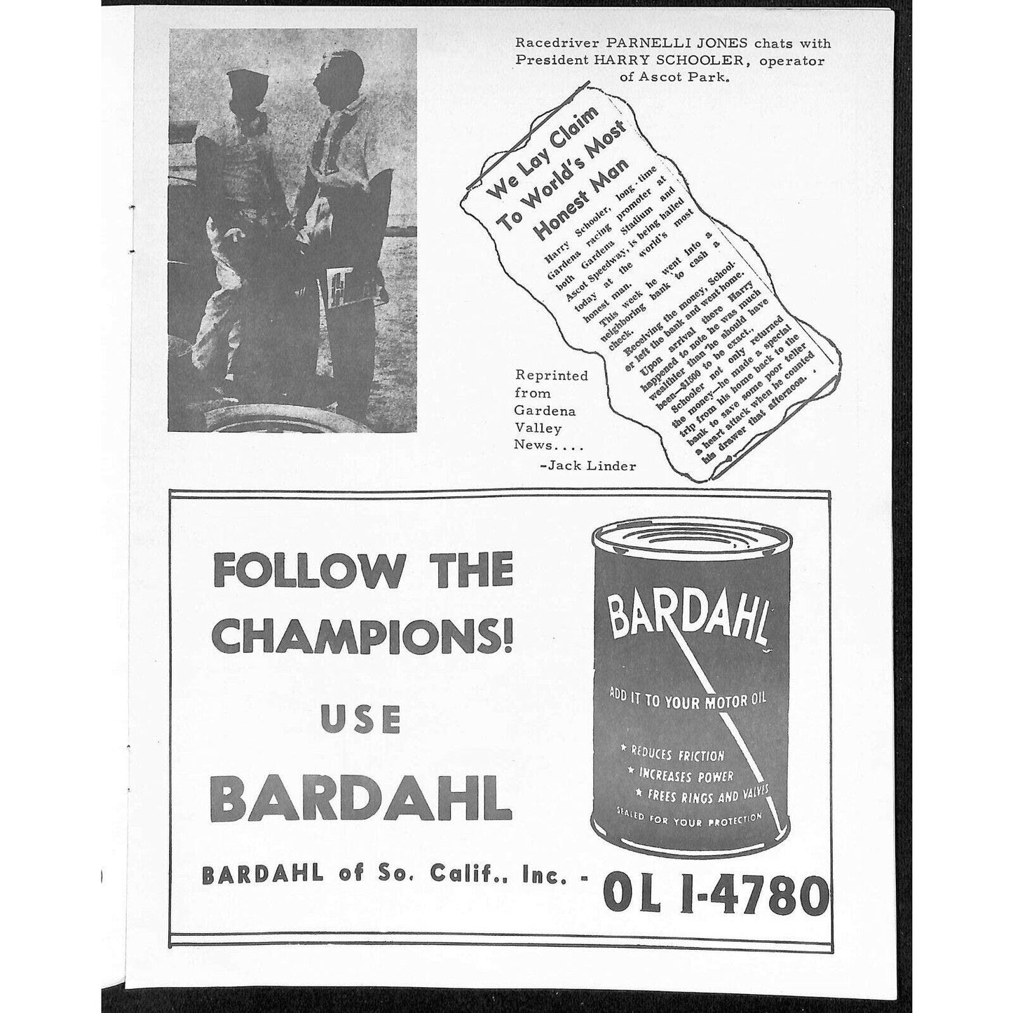 Scarce Apr 7 1962 CRA Big Car Racing Program Ascot Pacific Coast Championship