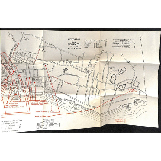 "Motoring from Plymouth All Good Macadams Roads" MASS. Map 1931 VGC Scarce
