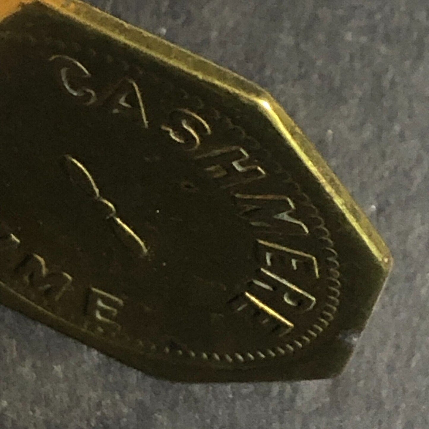 Cashmere Pastime (Washington) Brass G/F 25c Hex Trade Token 25mm