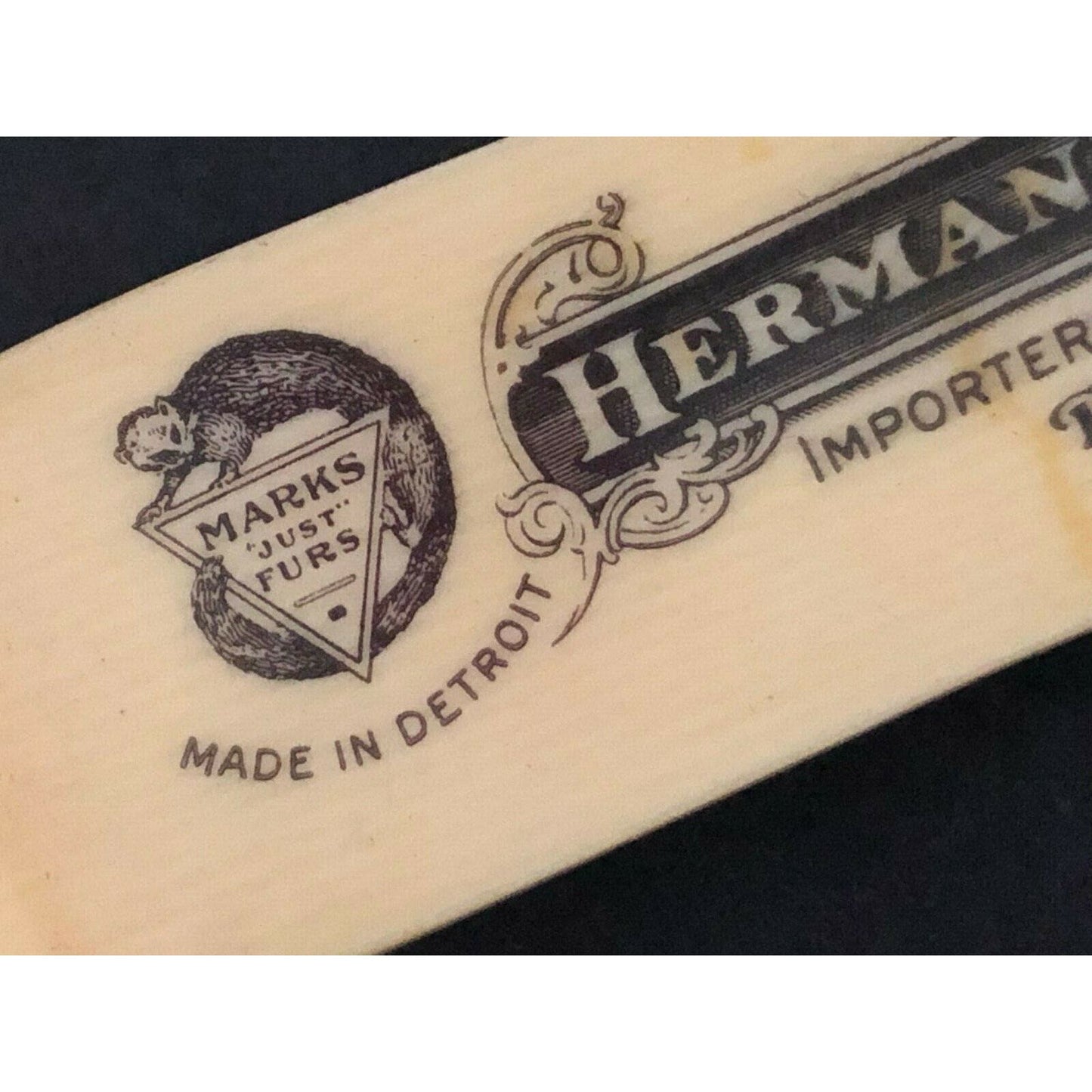 c1920's-30's "Herman & Ben Marks" Furs Detroit Celluloid Adv. Letter Opener