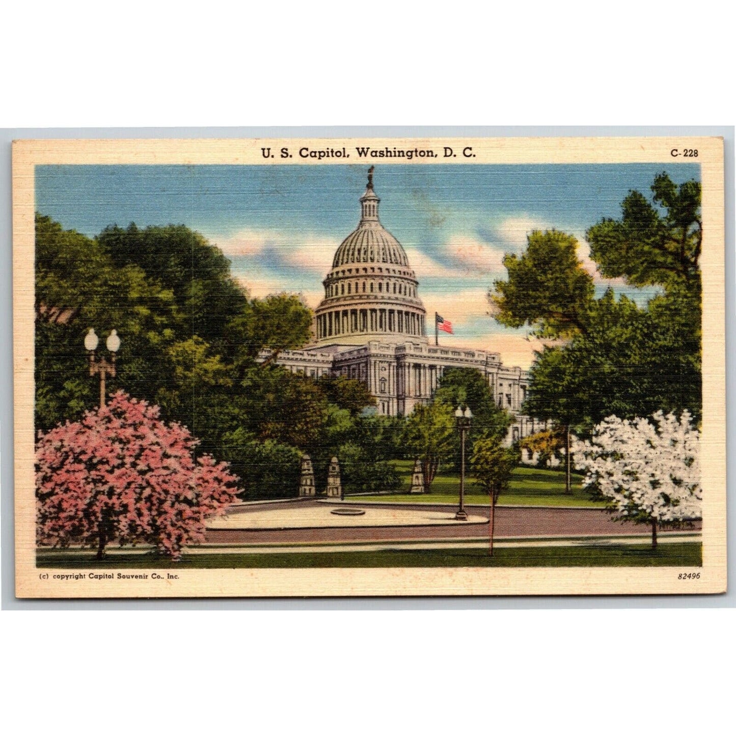 Vintage Linen Postcard U.S. Capitol Washington DC - Unposted VGC