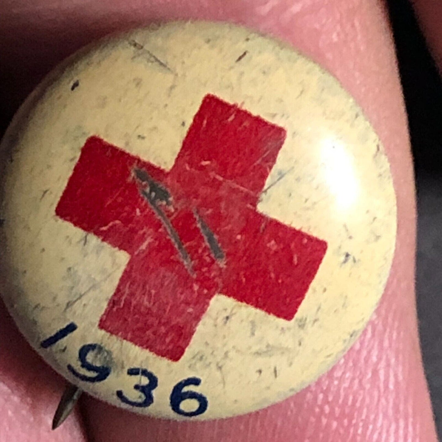 1936 Red Cross WWI Era Small Steel Pinback Button