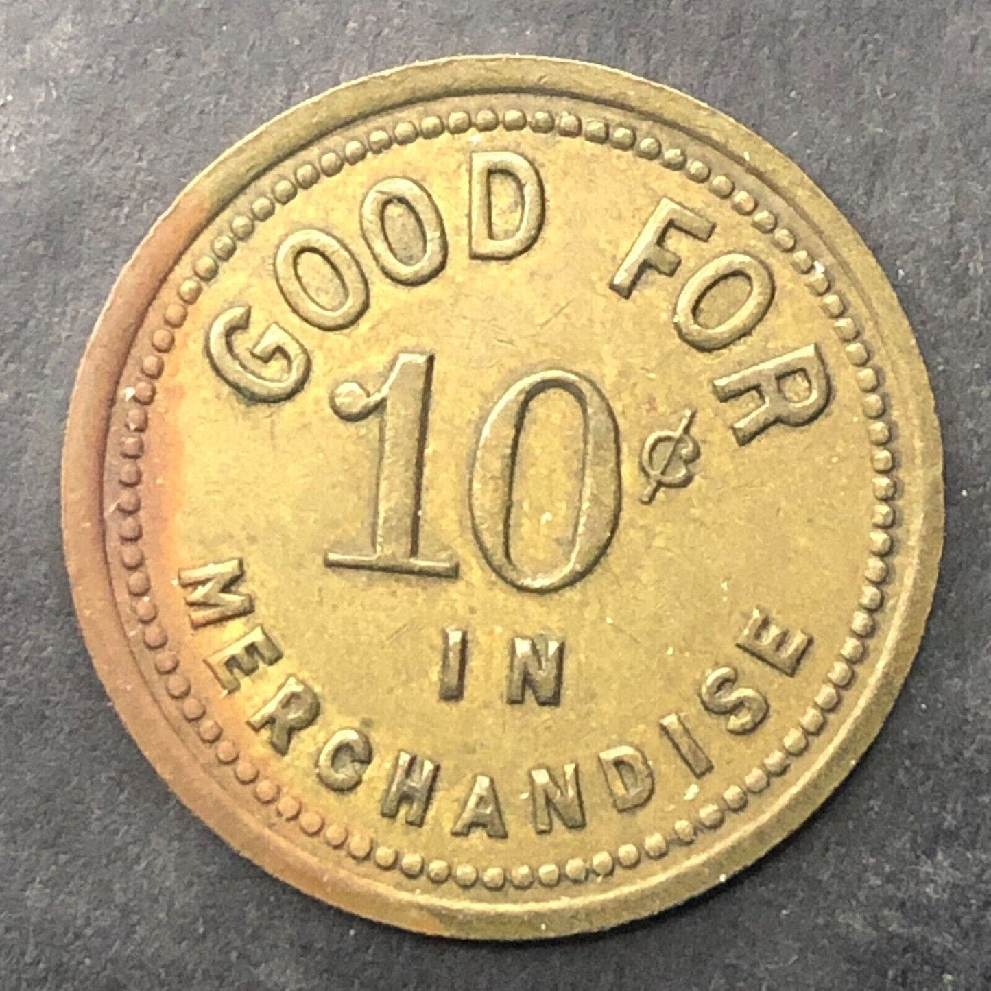 New Yorker Tavern G/F 10¢ Trade Token Brass 23mm Scarce
