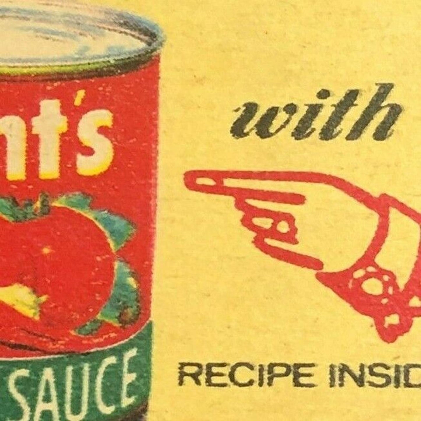 1960's Full Matchbook - Hunt's Tomato Sauce w/ Beef Crust Pie Recipe