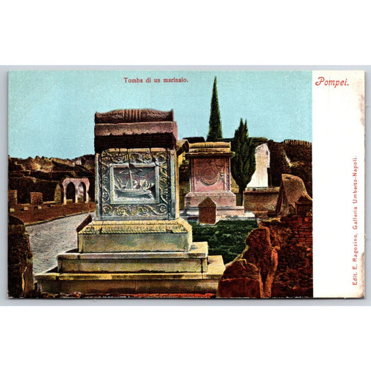 Italian Postcard Pompeii "Grave of a Sailor" c1901-1907 NP VGC