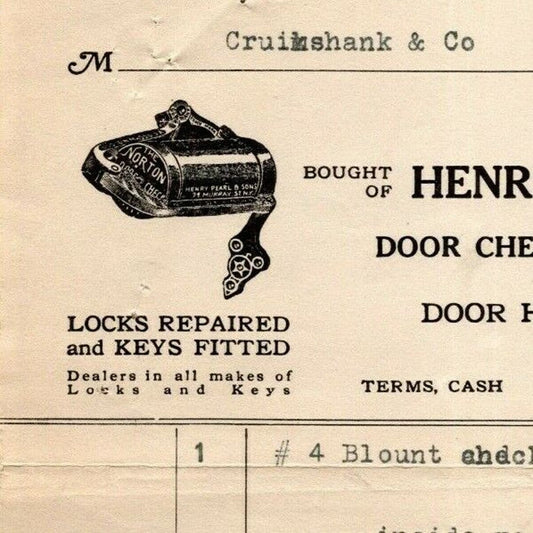 1916 "Henry Pearl & Sons Co." Door Springs Billhead Letterhead Murray St, NYC