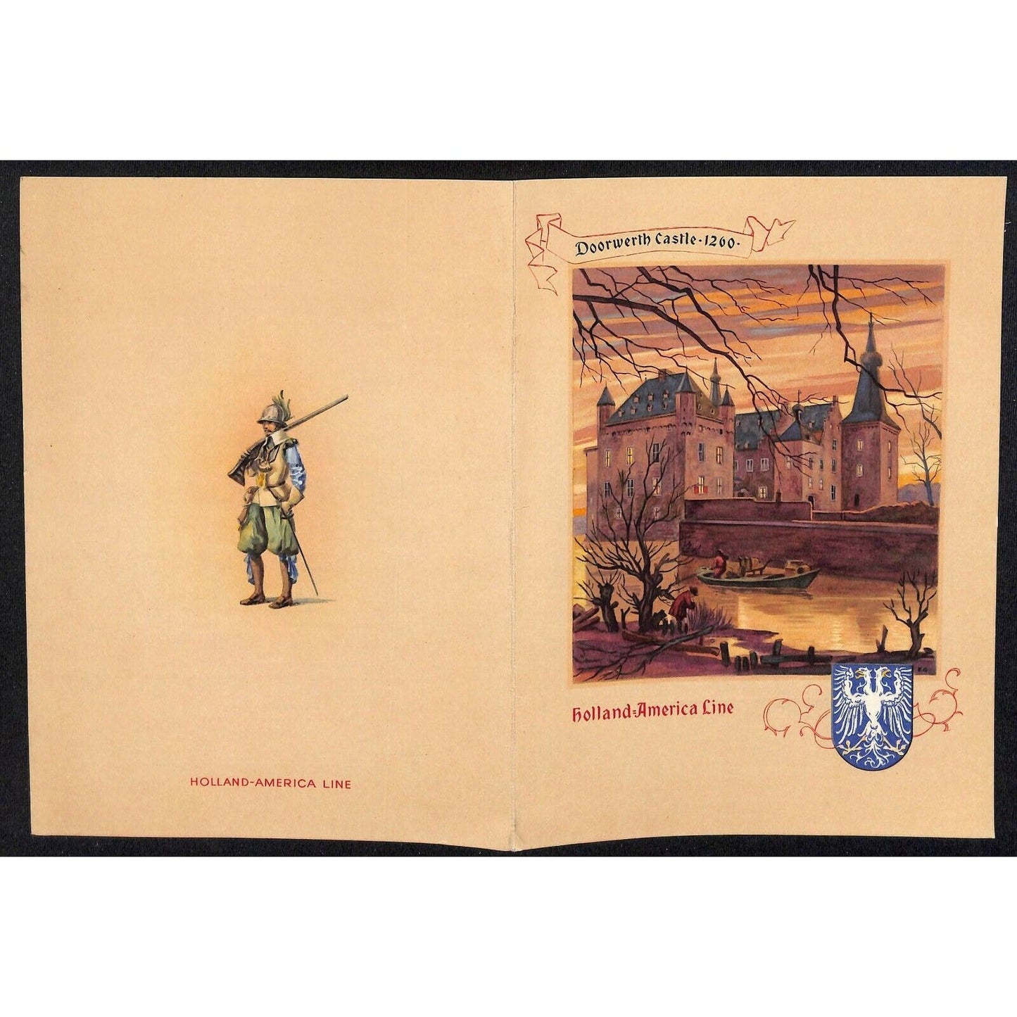 1953 Holland-America Maasdam West Indies Cruise Line Dinner Menu Jan 31 - VGC