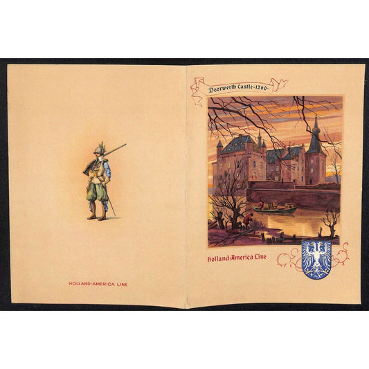 1953 Holland-America Maasdam West Indies Cruise Line Dinner Menu Jan 31 - VGC
