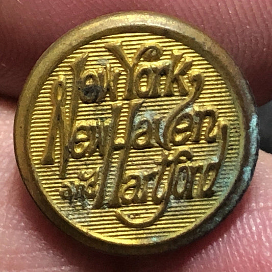 New York New Haven Hartford NH Railroad Brass Uniform Button 1/2" dia. Scovill