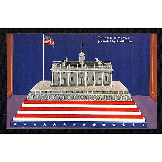 Japanese Pavilion Postcard Mikimoto Mt. Vernon Model 1933 Chicago World's Fair