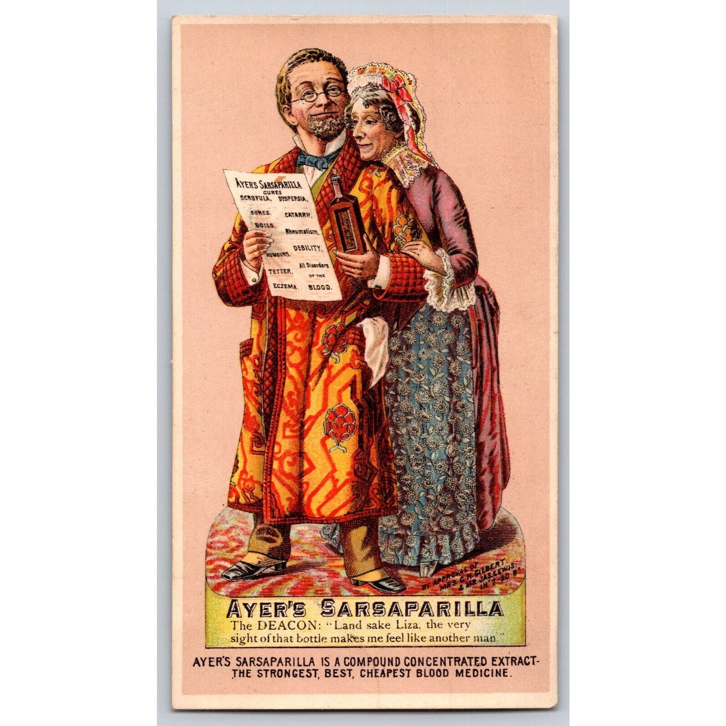 "The Deacon - Land sake, Liza" Victorian Trade Card Ayer's Sarsaparilla