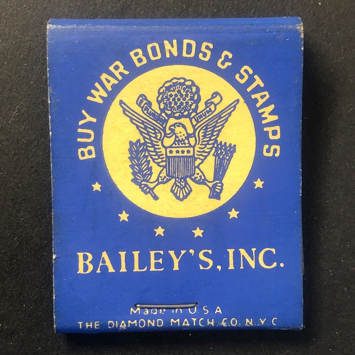 Bailey's Army Navy Uniforms WWI Era Vintage Full Matchbook c1940's Scarce