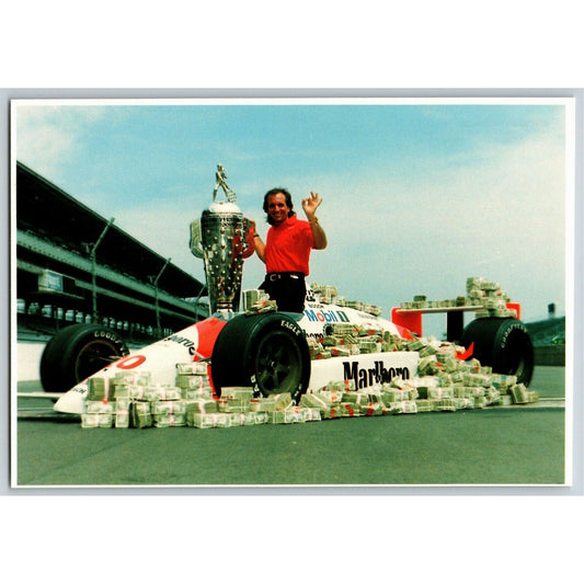 c1989 Indy 500 - Emerson Fittipaldi - Motor Speedway NOS 4" x 5 3/4" Postcard