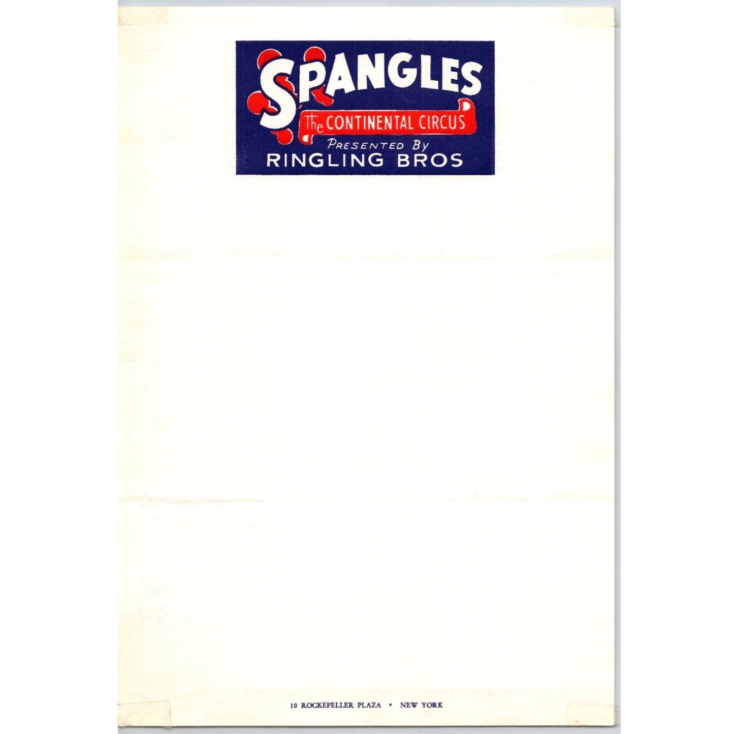Spangles Ringling Bros. Circus Letterhead c1943 "The Continental Circus" Scarce