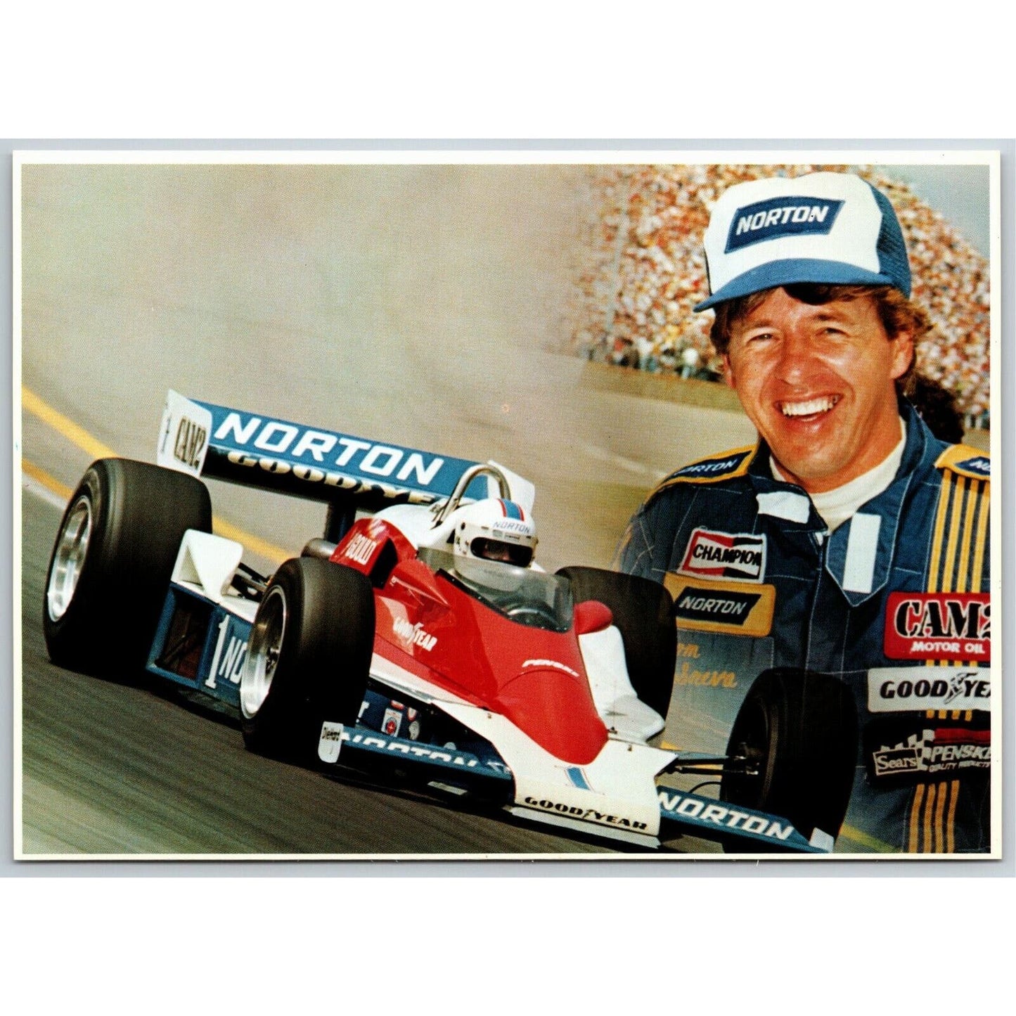 Vintage Oversized Indy 500 Postcard c1978 "Tom Sneva" 5" x 7"