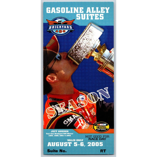 2005 Brickyard 400 Gasoline Alley Suites Season Ticket Stub - Ron Burton Estate