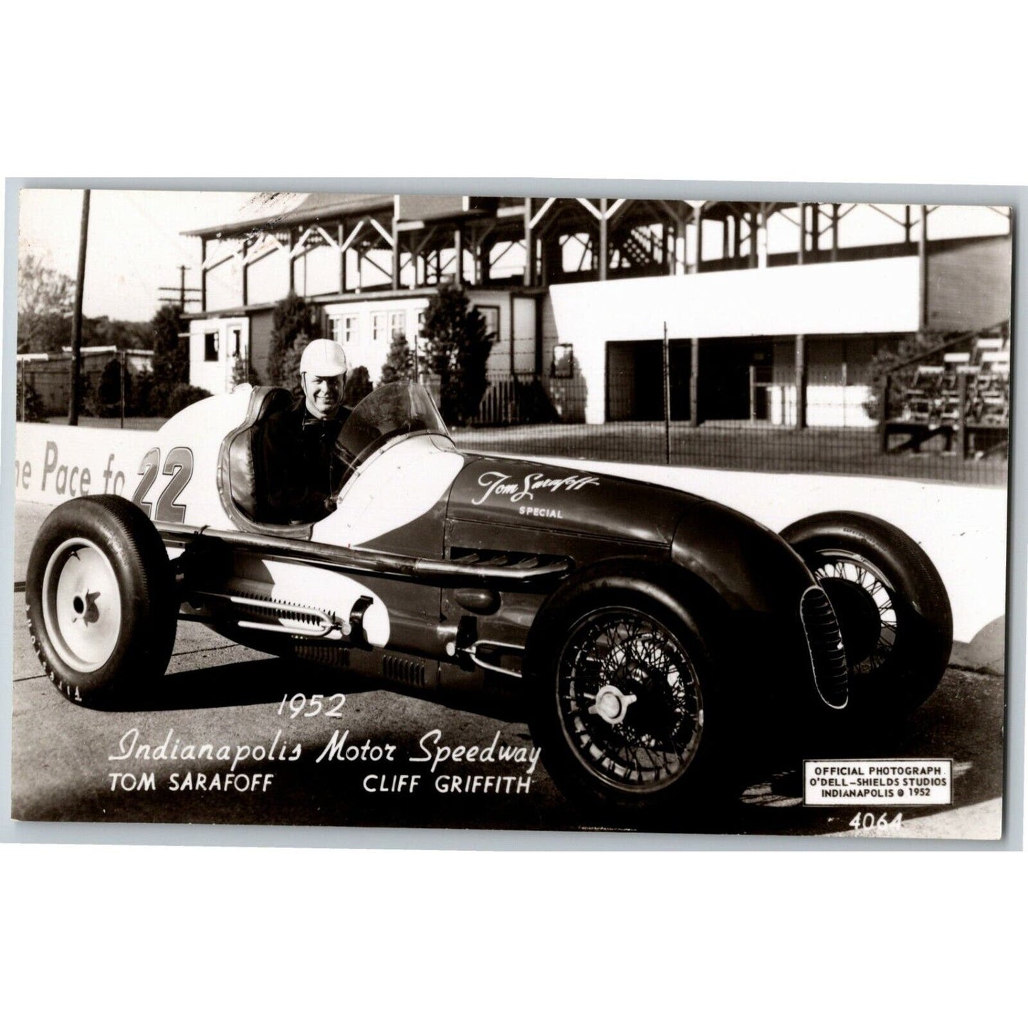 Indy 500 RPPC Postcard "1952 Cliff Griffith" Official Race Photo Unposted VGC