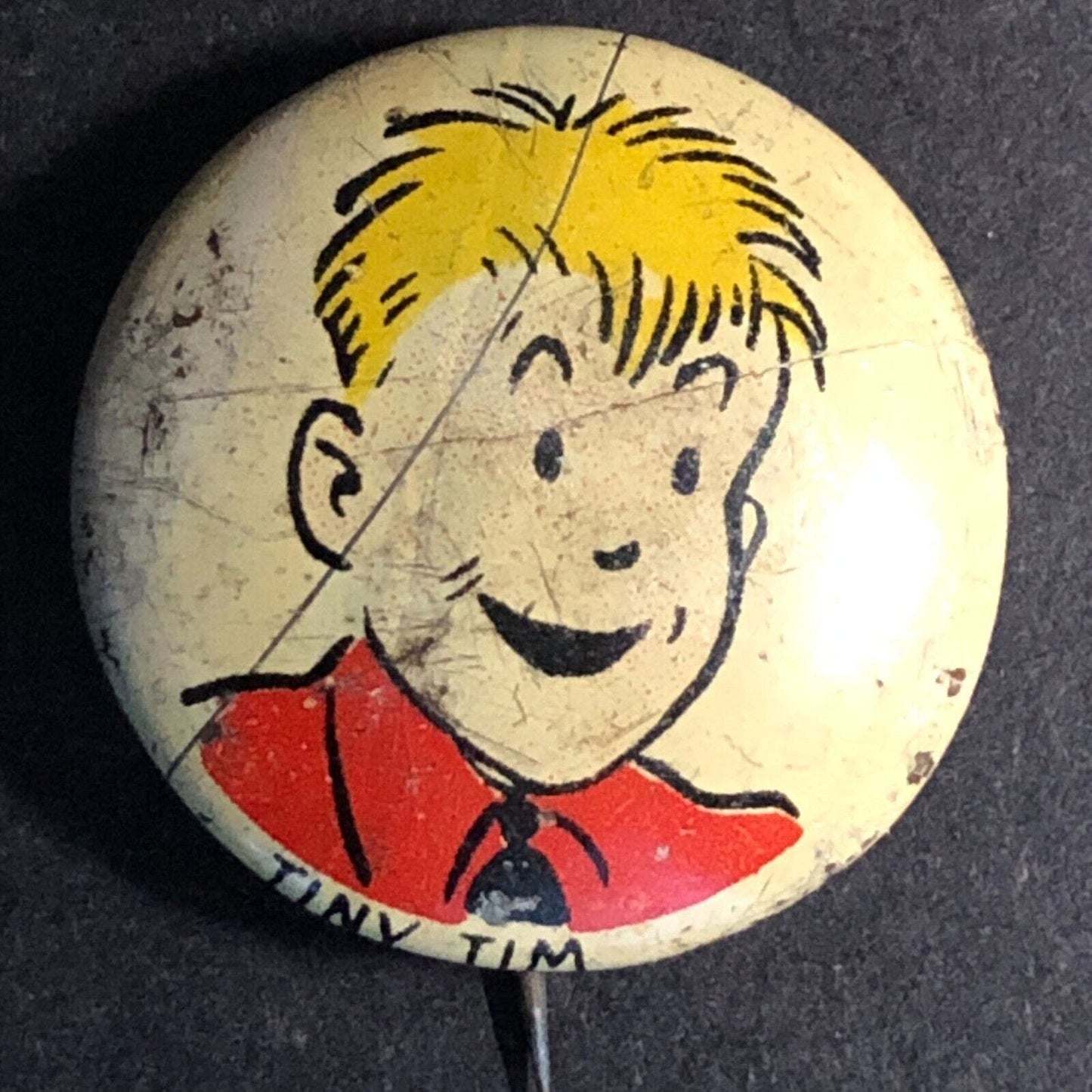 Tiny Tim Kellogg's Pep Cereal Steel Pinback Button c1945-47