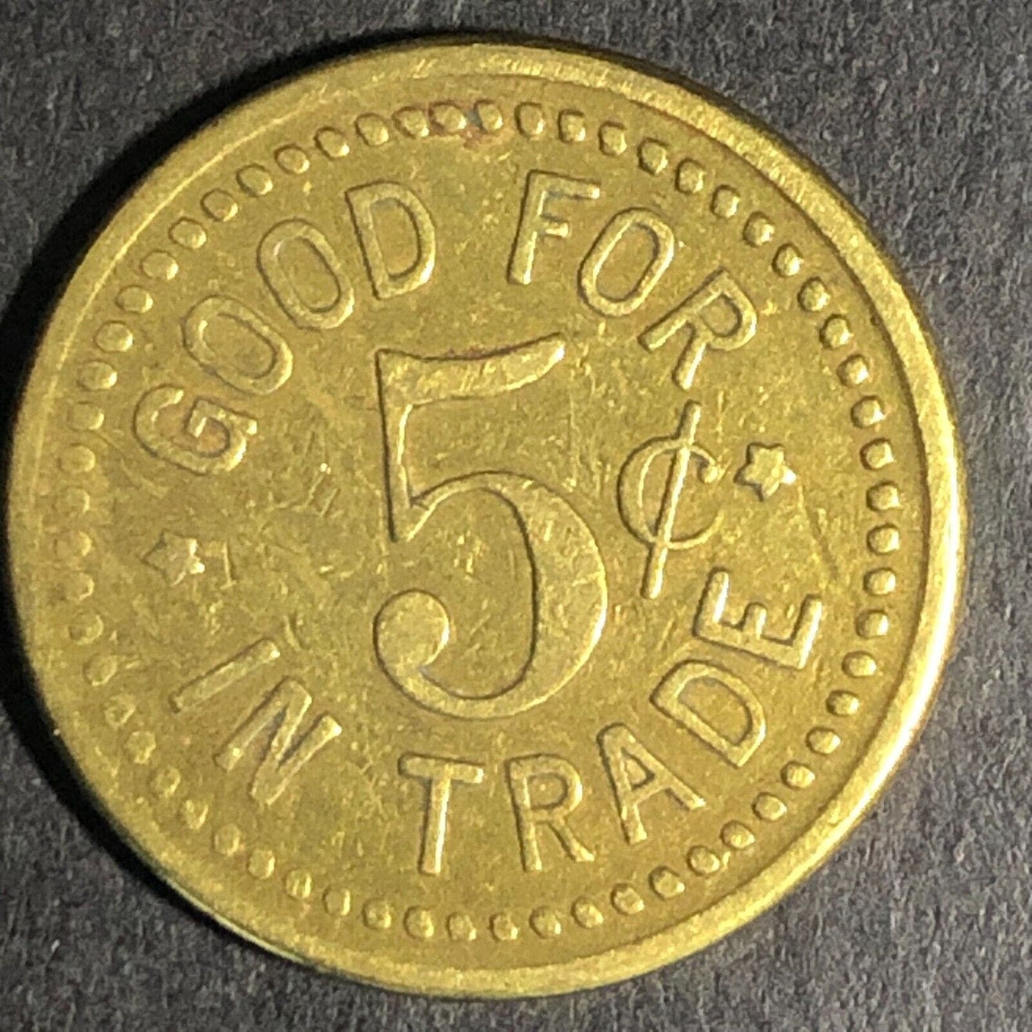 Neely's Sheridan Oregon Brass G/F 5c Trade Token 21.17mm