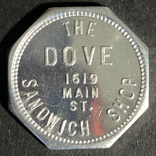 Fort Worth, TX ? Dove Sandwich Shop G/F 5c Alum Token- 26.3mm Octagon VGC