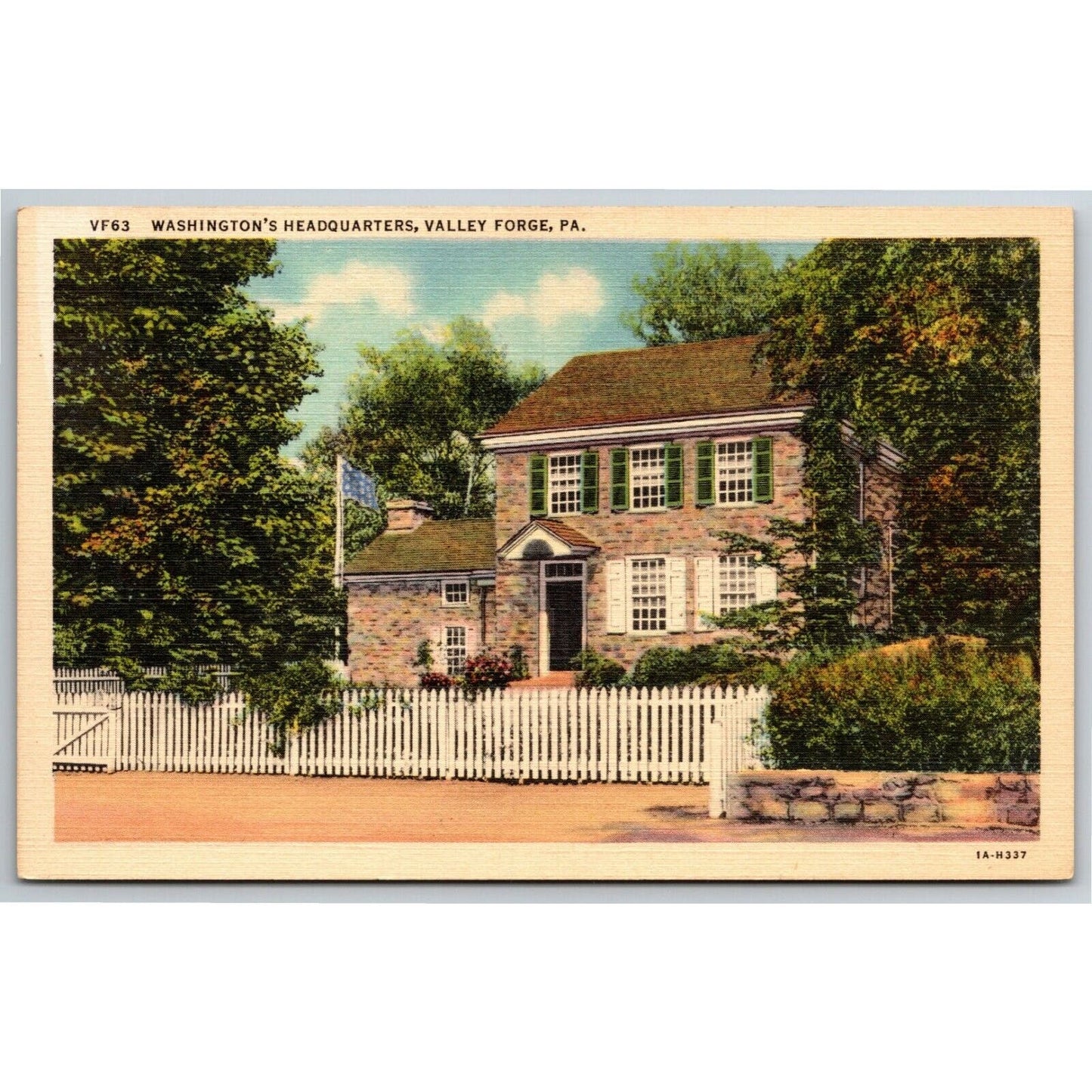 Vintage Linen Postcard Washington's Headquarters, Valley Forge, PA UNP VGC