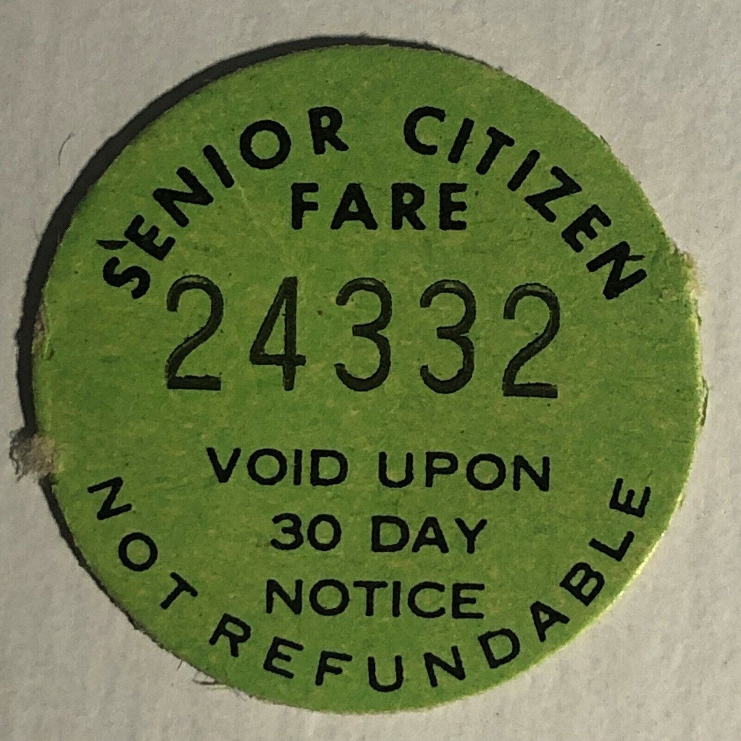 Scarce Thin Cardboard Taltran Tallahassee, FL Senior Citizen Transit Token 25mm