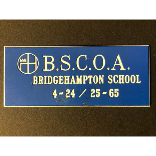 B.S.C.O.A 1965 Race Bridgehampton School Racing Dash Wall Plaque