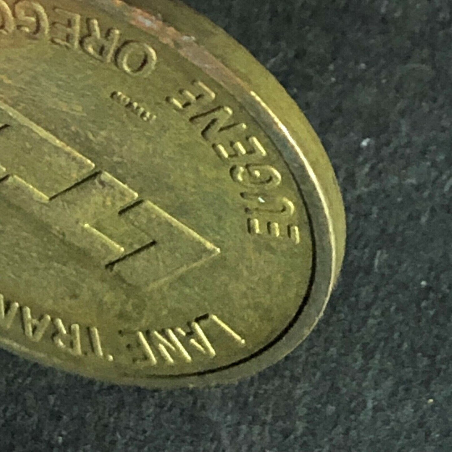 Vintage Lane Transit District Eugene ORE G/F One Fare Transit Token 22.8mm c80's