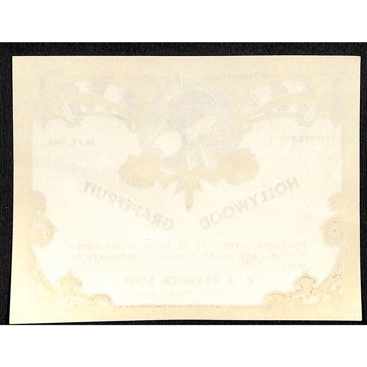 Hollywood Grapefruit Paper Label C.J. Reasbeck Sons Martins Ferry OH c1930'-40's