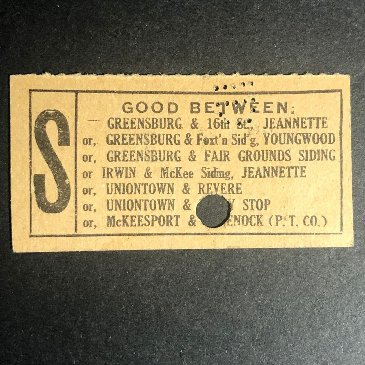 West Penn Railway Co "Special Ticket" Greensburg Uniontown Jeannette Stub