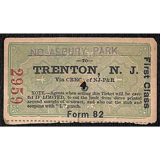 New York & Long Branch Railroad 1896 Trenton, NJ / North Asbury Park #2959