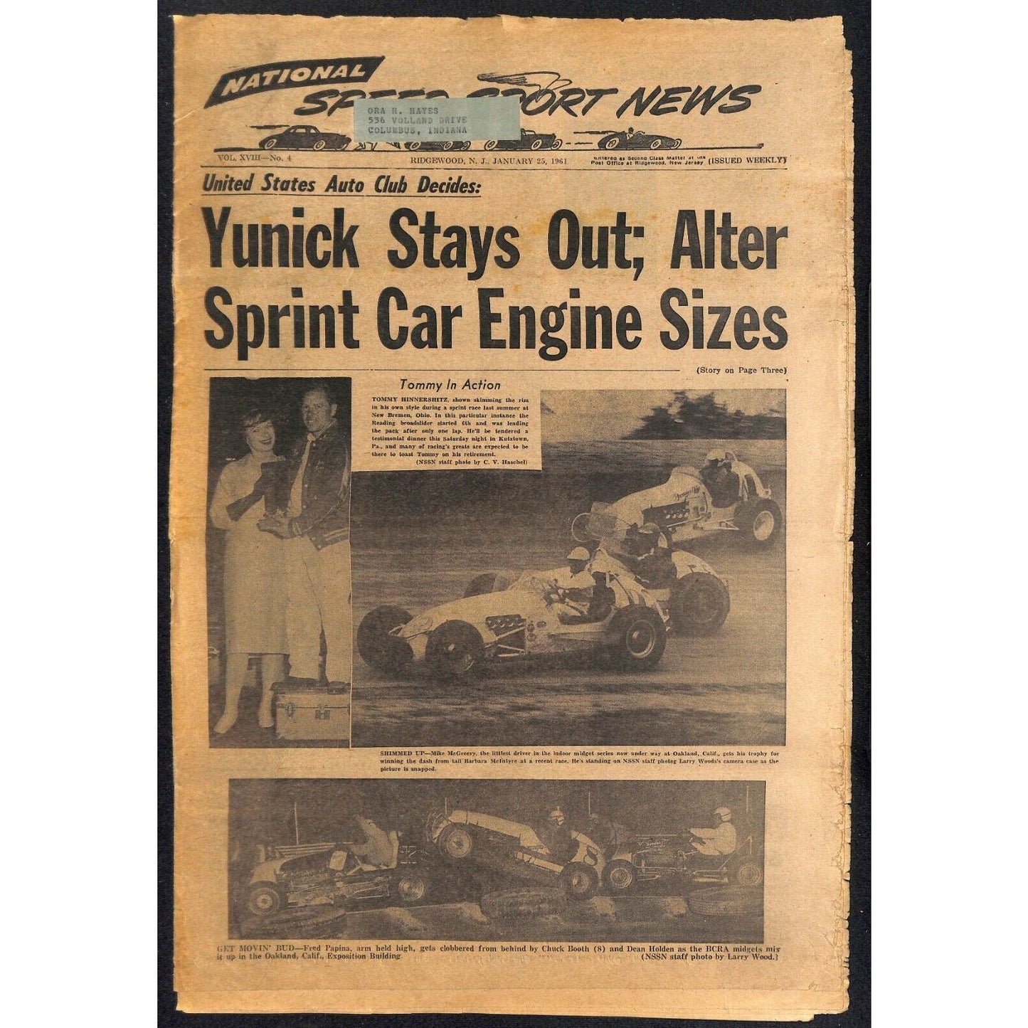 National Speed Sport News 1/25 1961 USAC Decides Yunick Stays Out Racing 11pp