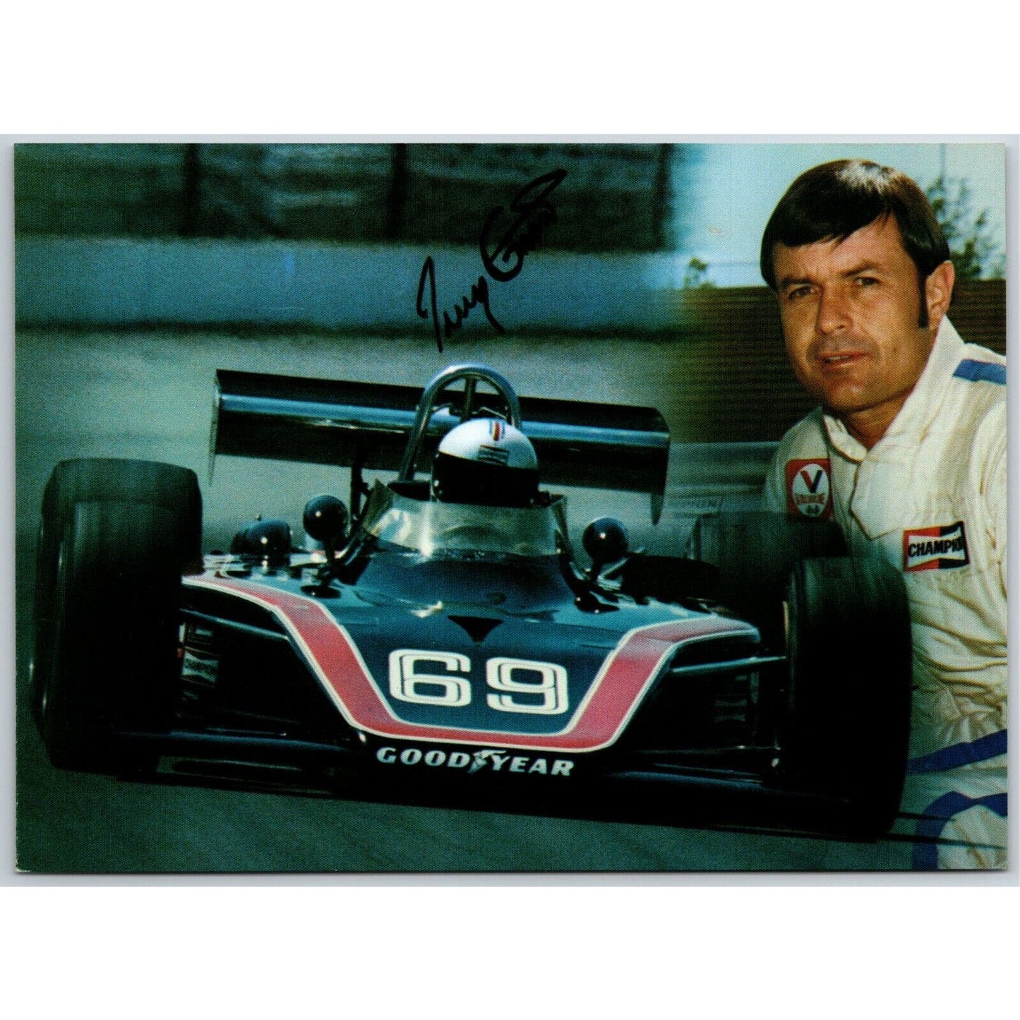 Vintage Oversized Indy 500 Postcard c1977 "Jerry Grant" 5 1/2" x 7 1/2"