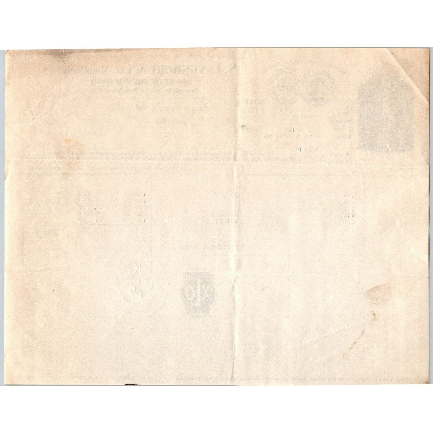 1918 S. Langsdorf & Co. New York City Spring & Crosby Sts. - "Engel" Billhead