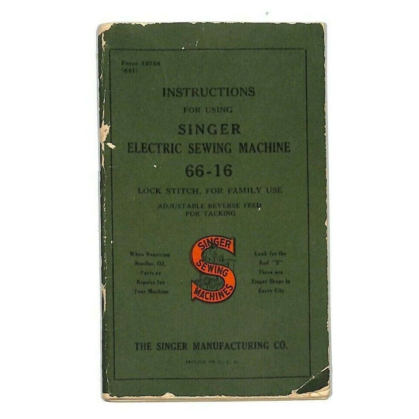 c1941 Singer Sewing Machine Instruction Booklet for Model 66-16 64pp