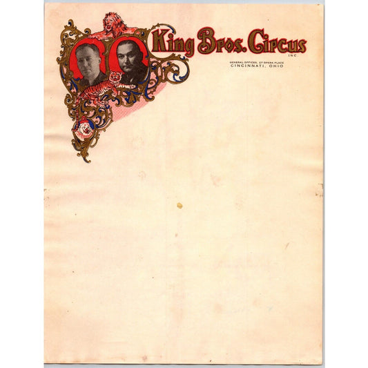 King Brothers Circus Letterhead c1948 w/ Gilt / Gold Ink Scarce