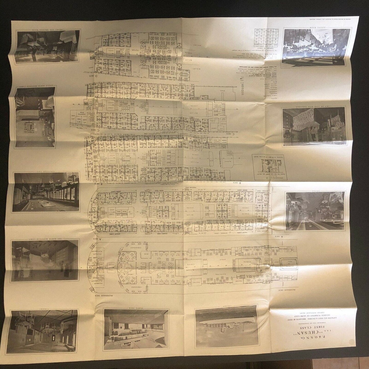 c1950-55 "Peninsular and Oriental Steam Navigation Co." 1st Class Plan Cruise