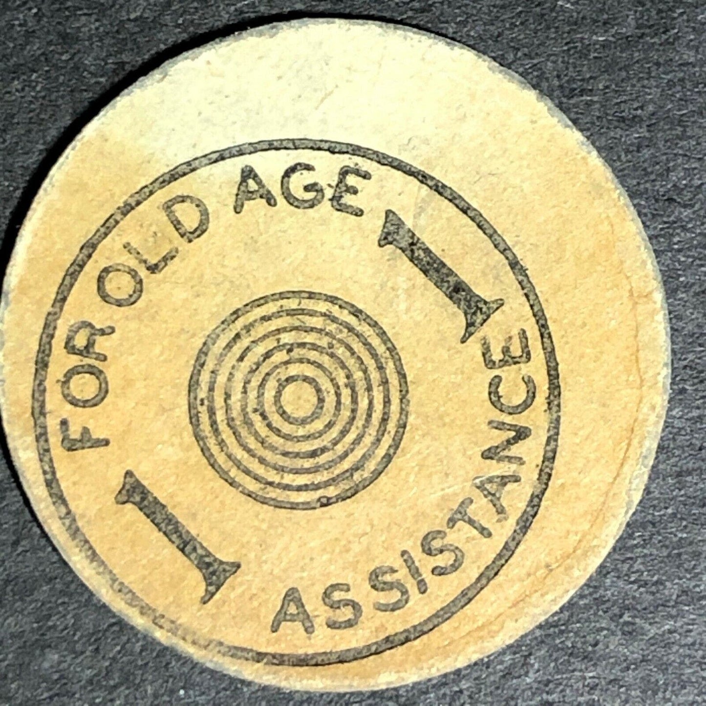 22.5mm c1940's Cardboard Oklahoma "For Old Age Assistance" 1 Mill Token