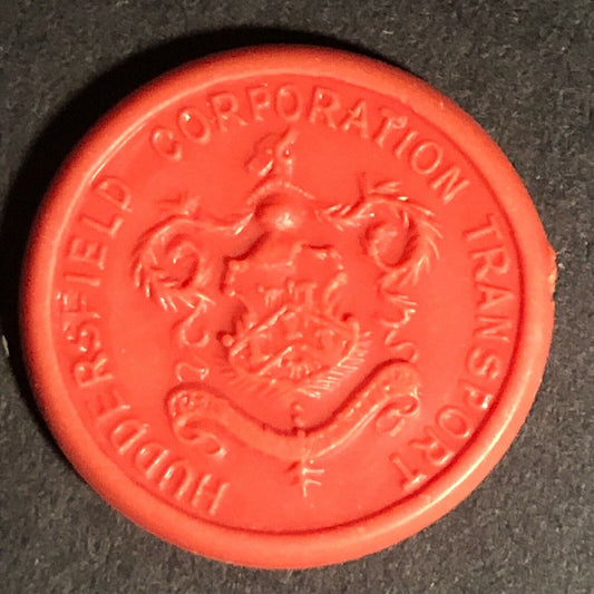 Huddersfield Transport England Plastic Token Red 2 1/2D 22mm c50's-60's