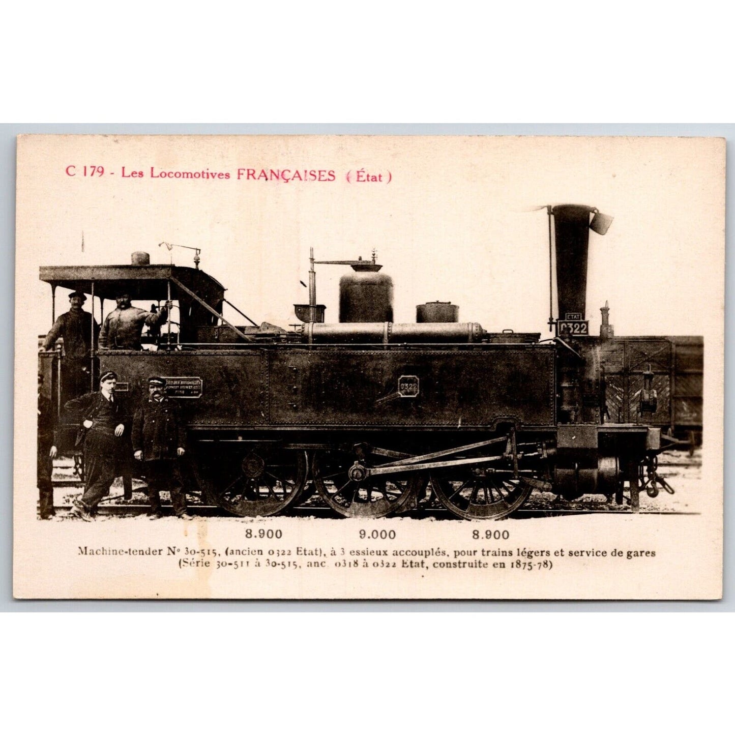 French Railroad RPPC* Postcard Machine Tender 30-515" C 179 c1910 F. Fleury