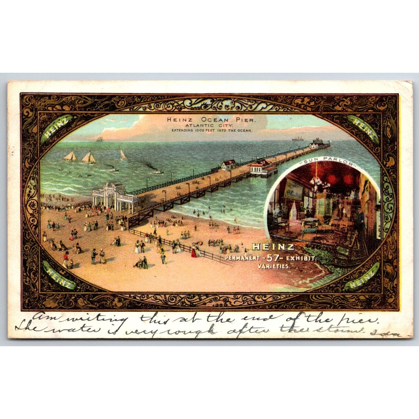 Heinz Ocean Pier Advertising Postcard Beach Bathing - PM 1907 VGC