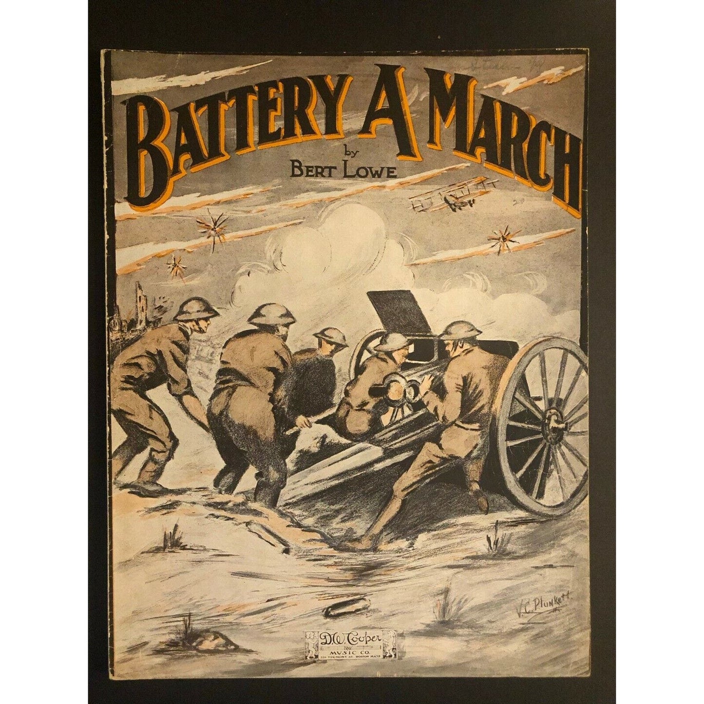 Vintage WWI Sheet Music "Battery A March" Bert Lowe