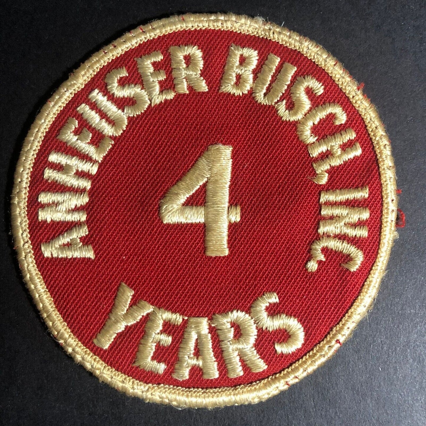 Anheuser Busch 4 Years Vintage Employee Embroidered Patch c1960's-70's
