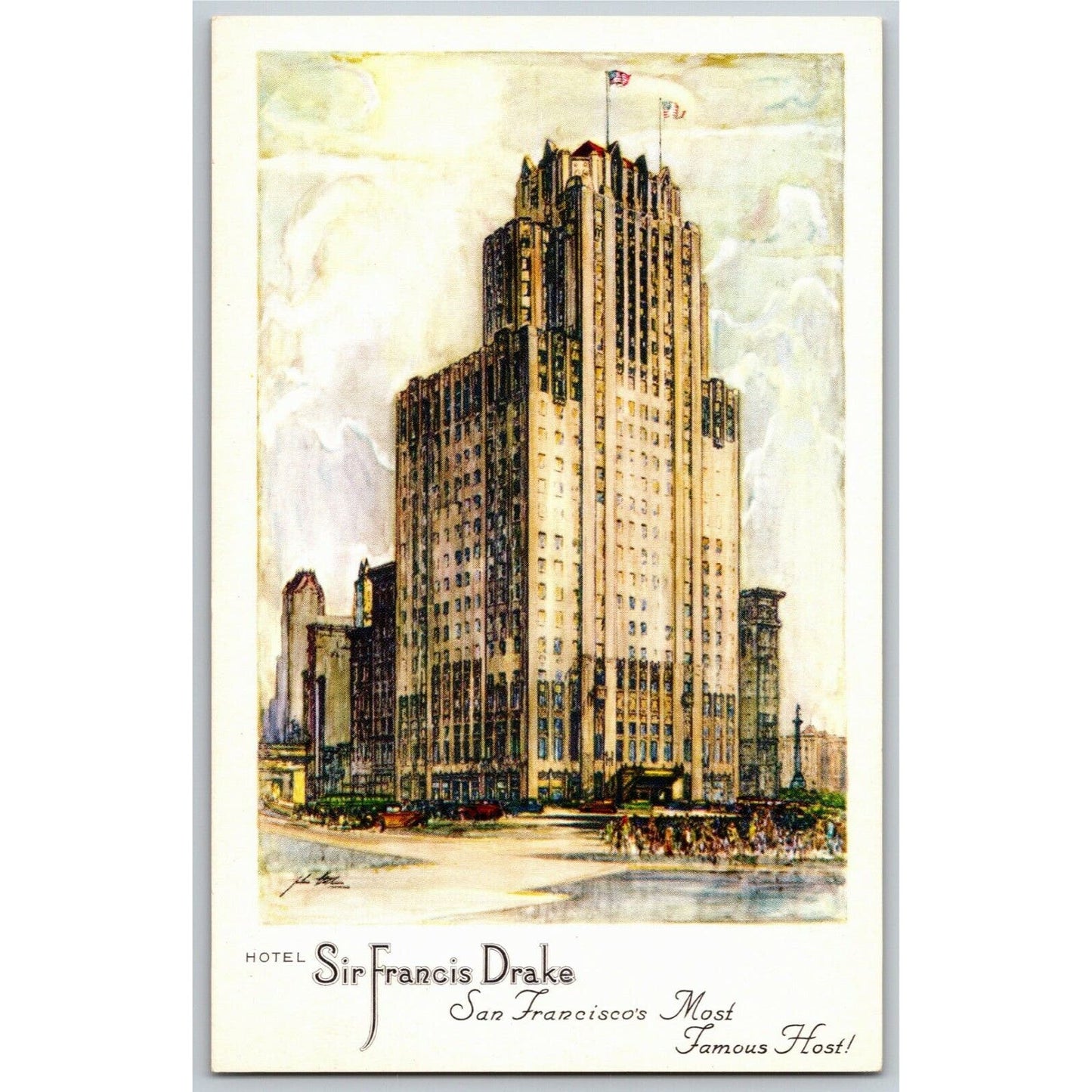 Vintage Postcard Hotel Sir Francis Drake San Francisco UP VGC c1950