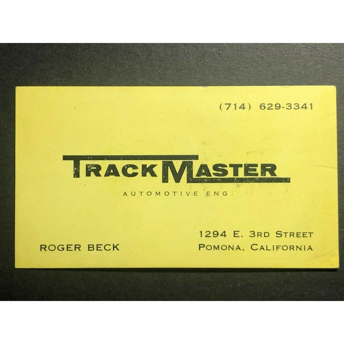 c1970's Buss. Card Track Mater Automotive Eng. Pomona, CA Roger Beck