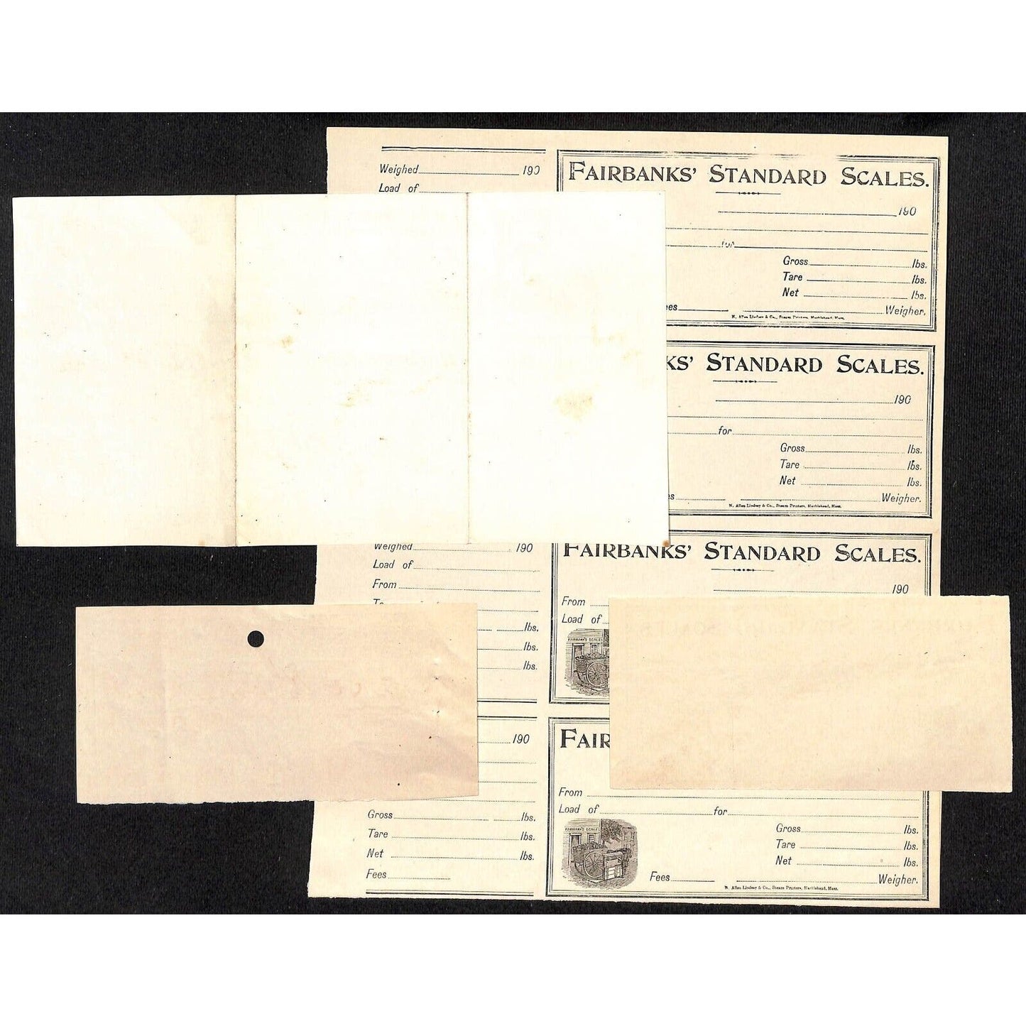 Fairbanks Standard Scales - Group of Billhead, 2 Receipts & 1 Uncut Sheet c1900