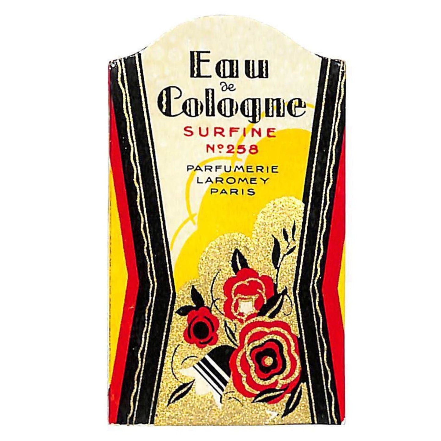 Eau de Cologne Surfine Parfumerie French Perfume Paper Label NOS VGC Glossy Gilt