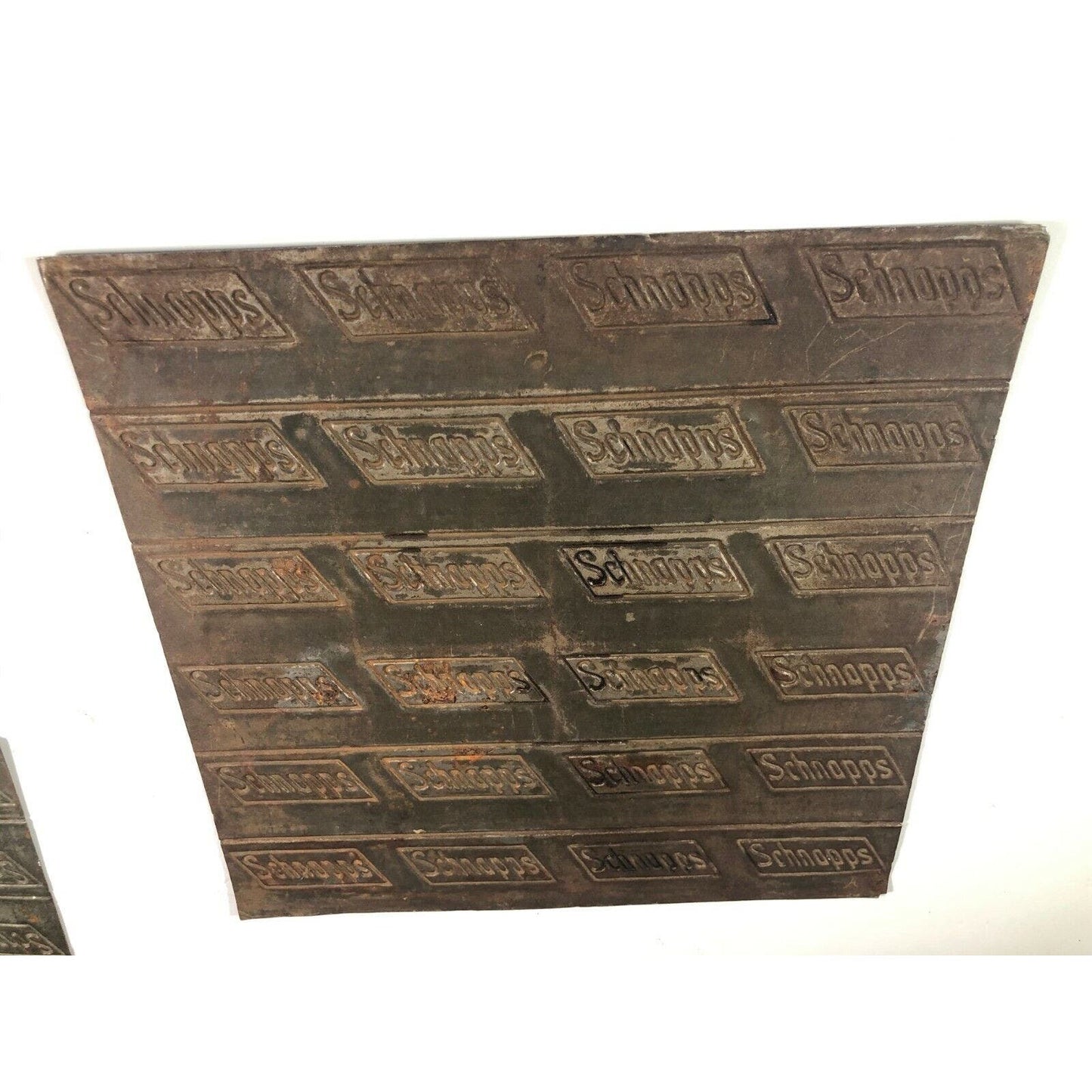 Pair Of 1920's Tin Schnapps Chewing Tobacco Inprint Plates