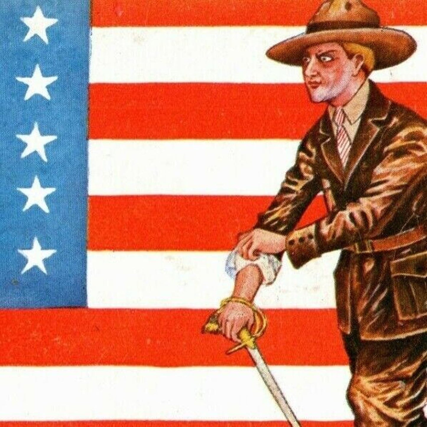US Flag Patriotic Postcard c1909 Xavier Sager "Allied Flags are the Best" Legs!