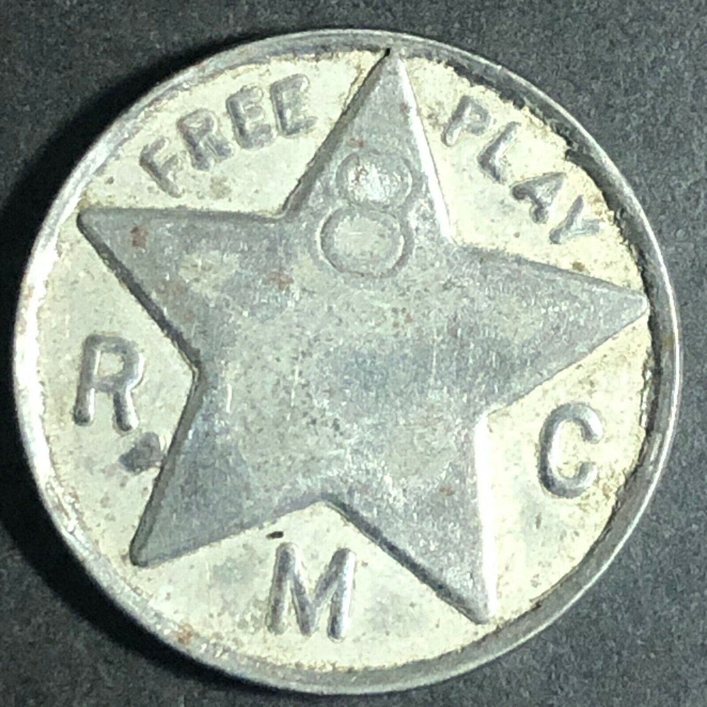 Vintage 22mm Plated Brass? "RMC Large Star Free Play" - Token